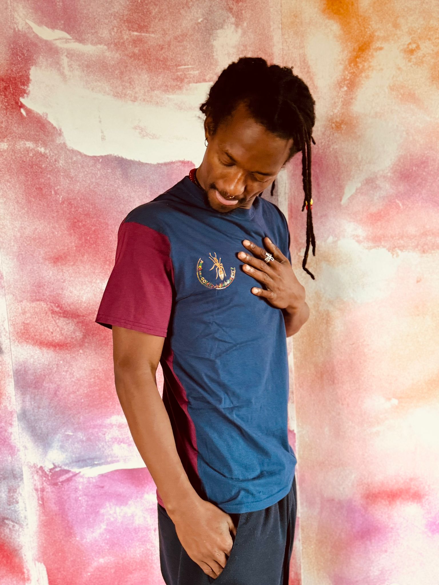 T-Shirt "Chic Rebel" blau-weinrot